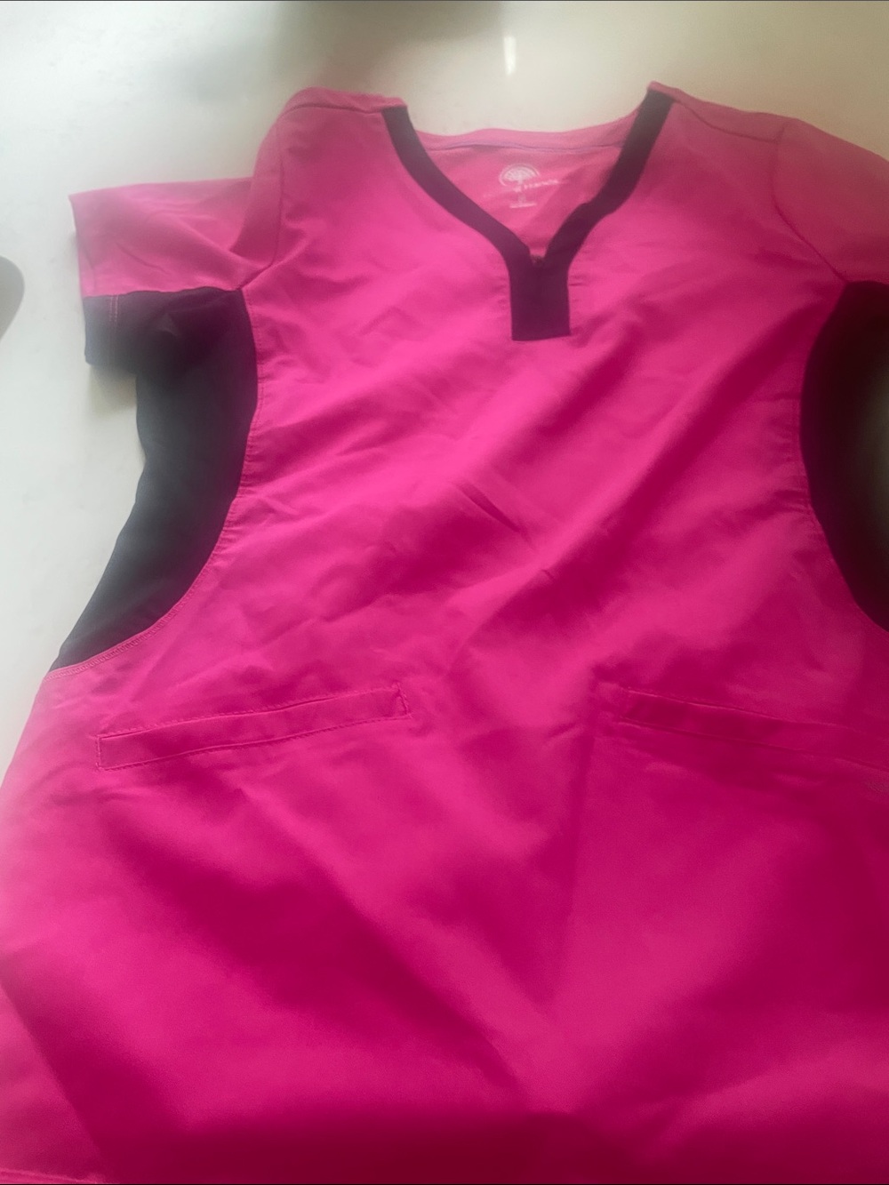 healing hands Hot Pink with Black Trim Women's Scrub Bodysuit Top